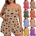 thumbnail image 1 of Elvqul Womens Loose Pajamas Pajamas Sets Sleeveless Plus Size Summer Print Loungewear Plus Size Sleepwear for Womens CrewNeck, 1 of 4
