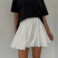 thumbnail image 1 of Elvqul Womens Loose Skirts Elastic Waist Pleated Plain White Mini Skirts for Ladies Trendy, 1 of 9
