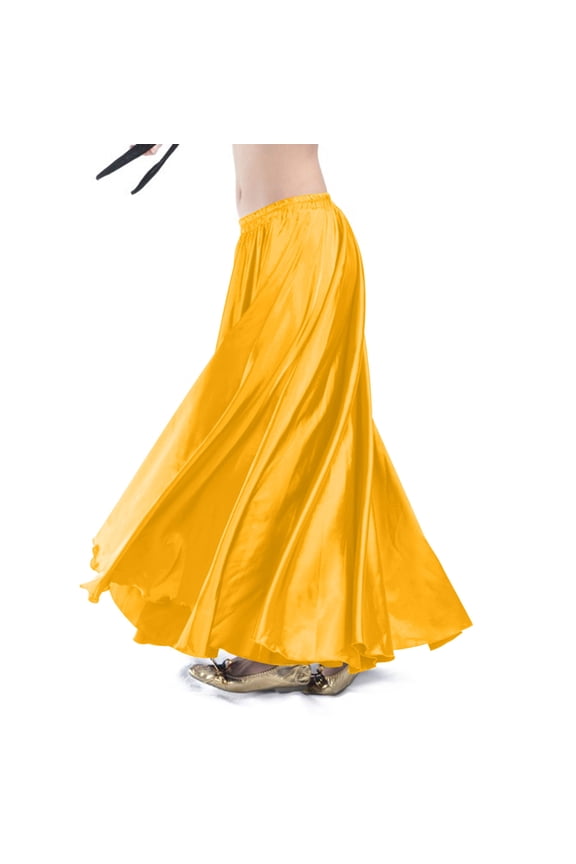 Womens Maxi Skirt Summer Drawstring A Line Skirts Elastic Waisted Side Slit Solid Yellow Holiday Swing Skirts for Juniors
