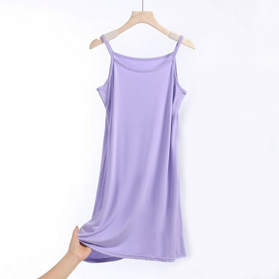 Elvqul Womens Nightgowns Clearance Under $5 Cotton Womens Sleeveless Sleepwear Long Slip Purple Nightgowns