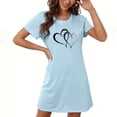 thumbnail image 1 of Elvqul Womens Nightgowns Print Crew Neck Blue Soft Sleepwear Under $10 Basic Short Sleeve Nighty Nightgowns, 1 of 3