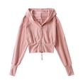 thumbnail image 1 of Vetsdori Womens Outdoor Sweatshirts Hooded Cotton Zipper Zip Pink Cropped Soft Hoodie for Women Soft, 1 of 6
