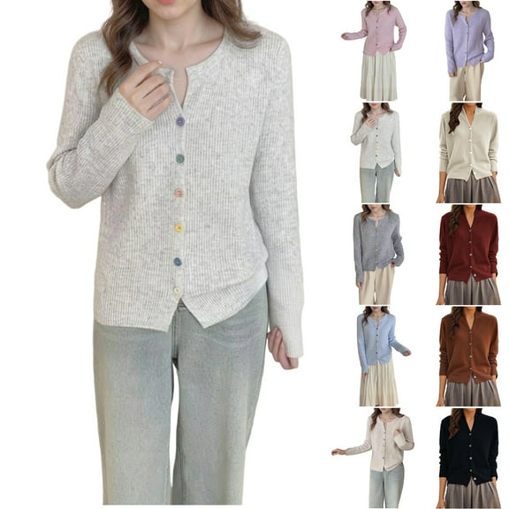 Vetsdori Womens Button up Sweaters Thermal Long Sleeve Pullover Knitted Jackets Cardigans V-Neck Winter Sweaters for Women Winter