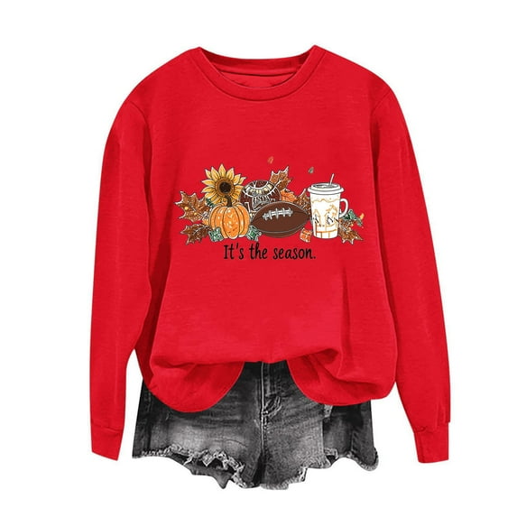 Elvqul Womens Oversized Sweatshirts CrewNeck Sweatshirt Ghostface Spooky Halloween Graphic Red Pullover Tops for Ladies Dressy