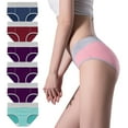 thumbnail image 1 of Elvqul Womens Panties Plus Size Purple Breathable Comfort Butt Lifting Womens Underwear 6 Pack Girls Cotton Briefs, 1 of 2