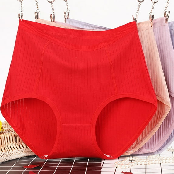 Elvqul Womens Panties Plus Size Red High Waist Plus Underwear for Women Plus Size Stretch Seamless Panties