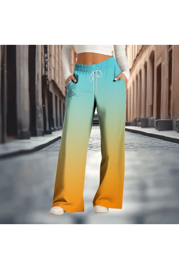 Womens Pants Classic Sweatpants with Pockets Wide Leg Casual Winter Bottoms for Women Gradient
