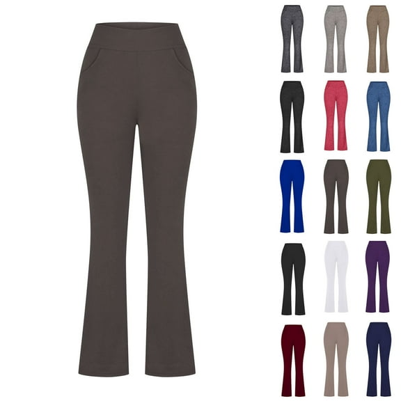 Elvqul Womens Pants Plus Size $5 Pull on High Waisted Trendy Yoga Pockets Athletic Gray Pants