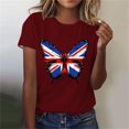 thumbnail image 1 of Elvqul Womens Patriotic T-Shirts Fourth of July Independence Tops Red American Flag Pullover Star Elastic Short Sleeve Blouses for Juniors, 1 of 4