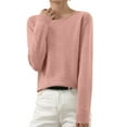 thumbnail image 1 of Vetsdori Womens Pink Sweaters Solid Pullover Round Long Sleeve Holiday Soft Sweaters for Women Trendy, 1 of 6