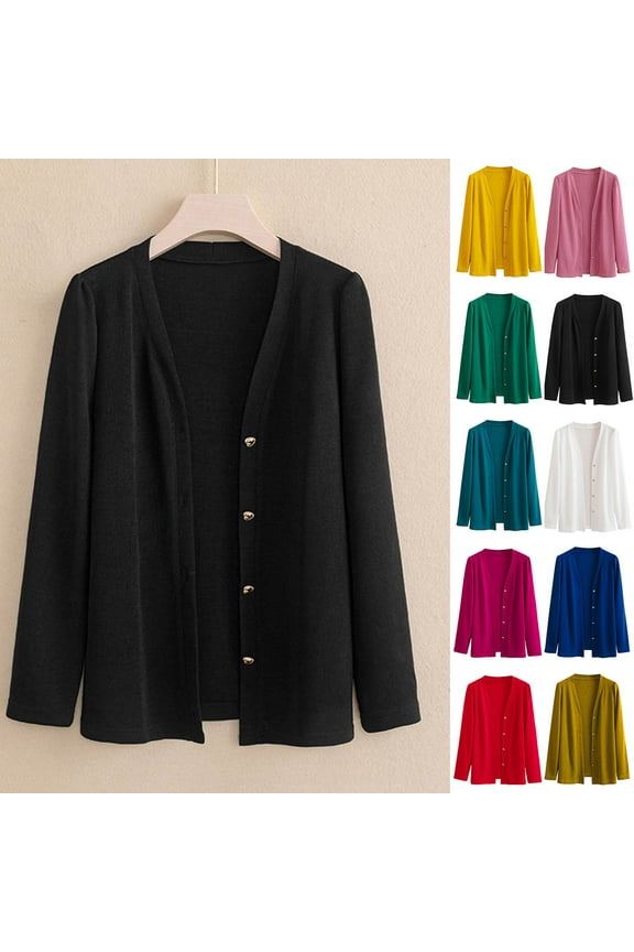 Womens Plus Size Cardigans Casual Lightweight Sweaters Long Sleeve Fall Solid Color Loose Coats for Juniors Yellow