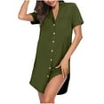 thumbnail image 1 of Elvqul Womens Plus Size Nightgowns Fashion Short Sleeve Collared Night Shirts Holiday Button up Nighty Green Nightgowns, 1 of 7