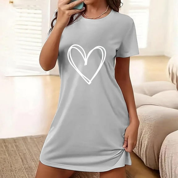 Royisotas Womens Plus Size Nightgowns Gray Sleepshirt CrewNeck ShortSleeve Night Gowns for Womens Casual