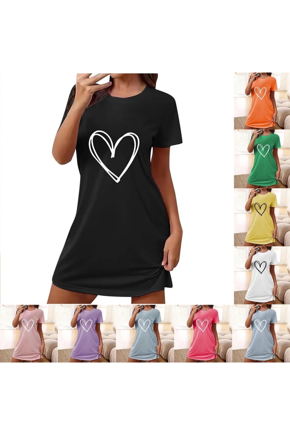 Womens Plus Size Nightgowns Gray Sleepshirt CrewNeck ShortSleeve Night Gowns for Womens Casual