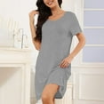 thumbnail image 1 of Royisotas Womens Plus Size Nightgowns V-Neck Gray Pajamas Loose Comfortable Solid Color Casual Nightdress for Womens, 1 of 5