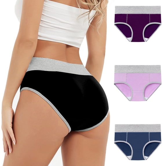 Hipattires Womens Plus Size Panties 3 Pack Packs Briefs High Cut Loose Leisure Underwear for Women Breathable