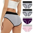 thumbnail image 1 of Hipattires Womens Plus Size Panties 4 Pack Briefs Mix Color High Cut Packs Oversized Underwear for Women Breathable, 1 of 9