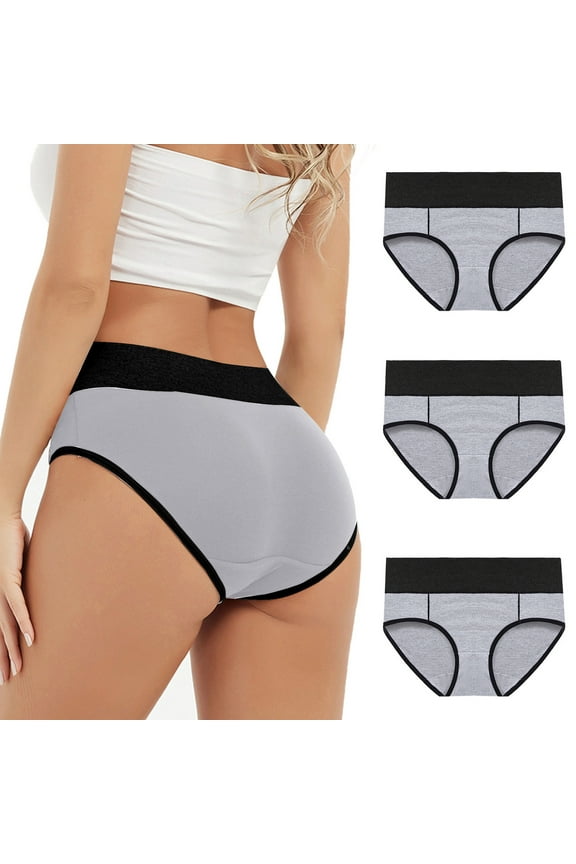 Womens Plus Size Panties Packs Briefs High Cut 3 Pack Breathable Loose Underwear for Women Mix Color