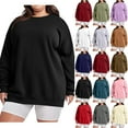 thumbnail image 1 of Elvqul Womens Plus Size Sweatshirts Black Pullover Loose Lightweight Oversized winter Crewneck Tops for Women, 1 of 7