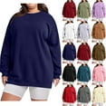 thumbnail image 1 of Elvqul Womens Plus Size Sweatshirts Pullover Loose Dark Blue winter Lightweight Tops for Ladies Oversized, 1 of 7