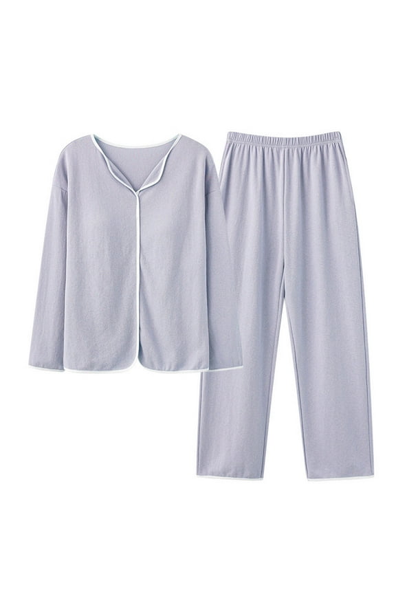 Womens Pullover Pajama Set Lounge Sets V Neck Two Piece Solid Long Sleeve Modal Top and Pants for Women Soft