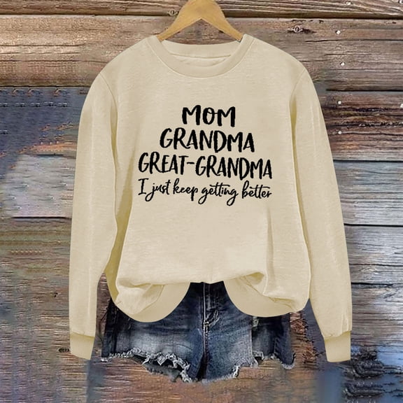 Elvqul Womens Pullover Shirts Long Sleeve Sweatshirts Plus Size Graphic Round Neck Soft Tops for Women