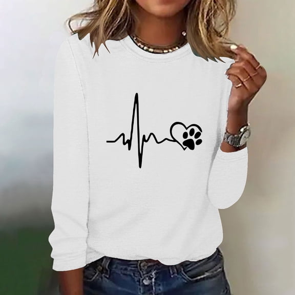 Elvqul Womens Pullover Shirts Long Sleeve Tops Winter Crewneck Casual Shirts for Women Comfy