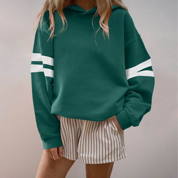 Striped Hooded Long-sleeved Plus Velvet Sweatshirt