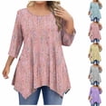 thumbnail image 1 of Elvqul Tops for Women Red Plus Size Tunic Blouses Crewneck Loose Oversized Dressy 3/4 Sleeve Womens Shirts, 1 of 6