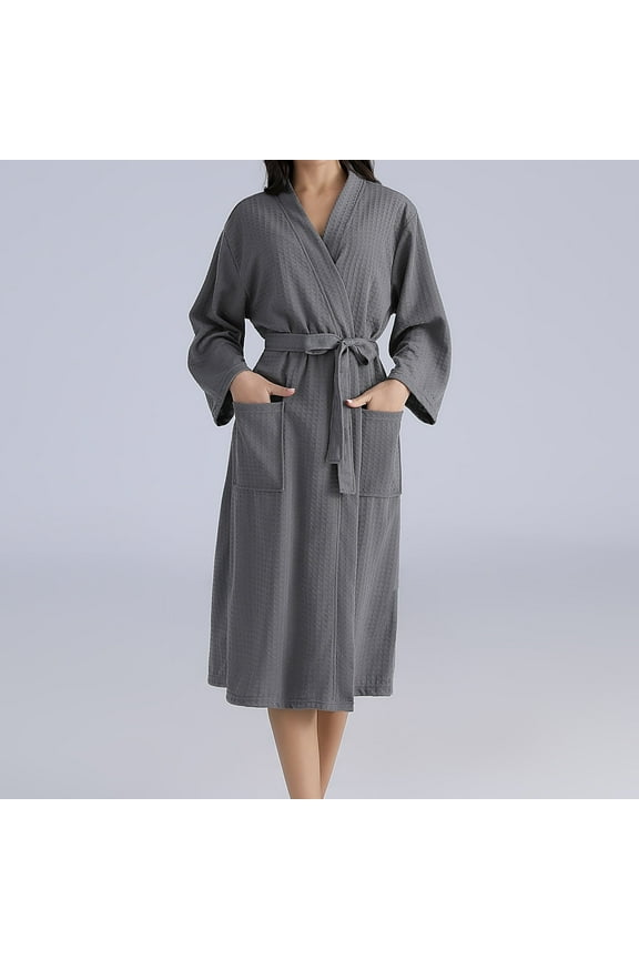 Womens Robe Womens Robe Long Comfy Couple Warm Winter With Pockets Gray Bathrobe Robe