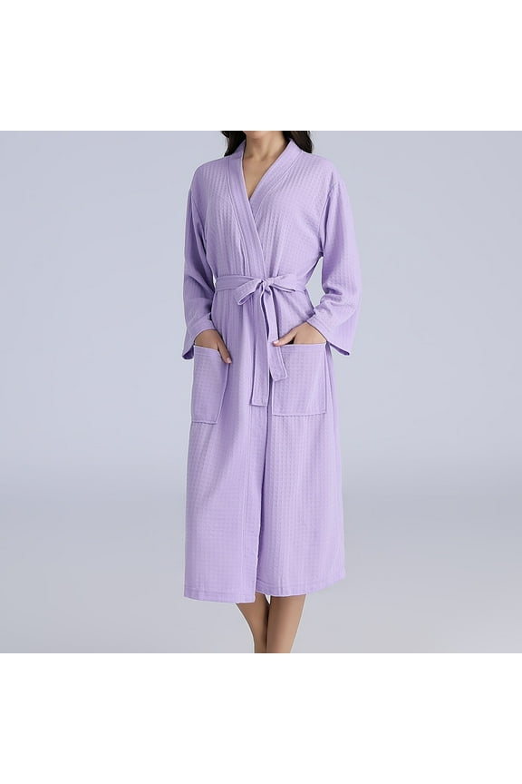 Womens Robes Plus Size Women's Robe Pockets Purple Long Warm Couple Winter Bathrobe Robe