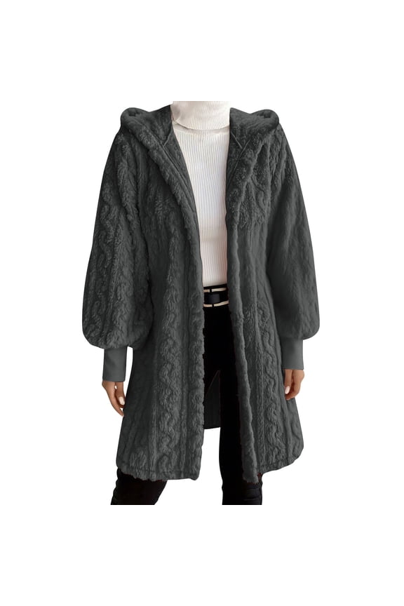 Womens Sherpa Jacket Outerwear Hooded Long Sleeve Sweaters Lined Coat for Women Thick