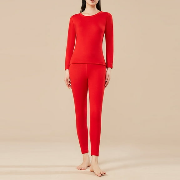 Elvqul Womens Shirts Cotton Thermal Tops Long Sleeve Red Underwear Crewneck Solid Color Shirts for Women Winter Spring