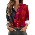 thumbnail image 1 of Elvqul Womens Shirts Long Sleeve Plus Size Button down Womens Blouses Open Front Red Collared Shirt, 1 of 4