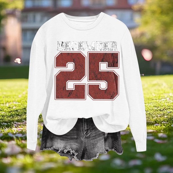 Elvqul Womens Shirts Long Sleeve Printing Tops Fashion Round Neck Fashion Raglan Shirts for Women