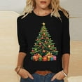 thumbnail image 1 of Elvqul Womens Shirts Plus Size Merry Christmas Tops Print Christmas 3/4 Sleeve Crewneck Shirts for Women, 1 of 5