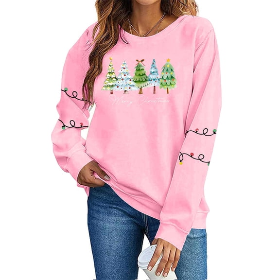 Elvqul Womens Shirts Pullover Sweatshirts Long Sleeve Crew Neck Soft Graphic Tops for Ladies Plus Size