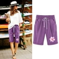 thumbnail image 1 of Elvqul Womens Shorts $5 Elastic Waist Workout Drawstring Soft with Pockets Purple Shorts, 1 of 3