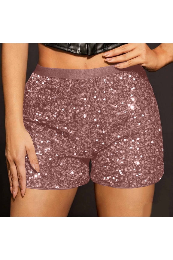 Womens Shorts Mid Rise Shorts Loose Solid Quick Dry Sequin Pull On Short Shorts for Women Slim