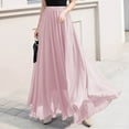 thumbnail image 1 of Elvqul Womens Skirts Pink Multi-Layer Daily Plain Full Elastic Long High Waist Summer Skirts, 1 of 6