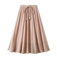 thumbnail image 1 of Elvqul Womens Skirts Solid Color Daily Cotton A-Frame Summer Long High Waist Pink Skirts, 1 of 7