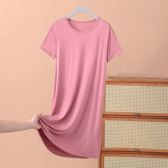 Elvqul Womens Sleepwear Plus Size Womens Pajamas in Pack Short Sleeve Night Shirts for Women Red