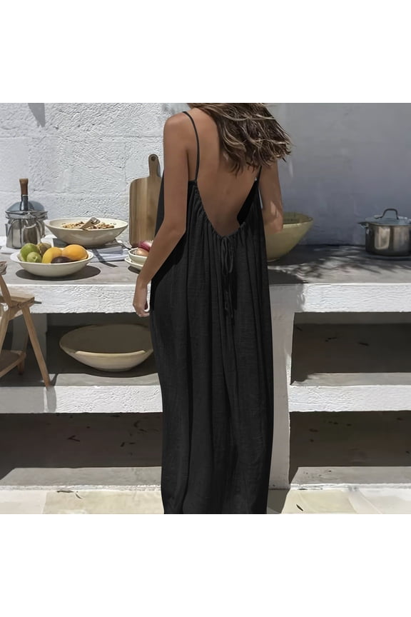 Womens Sleeveless Dresses Crewneck Dresses Plain Summer Cami Long Dresses for Women