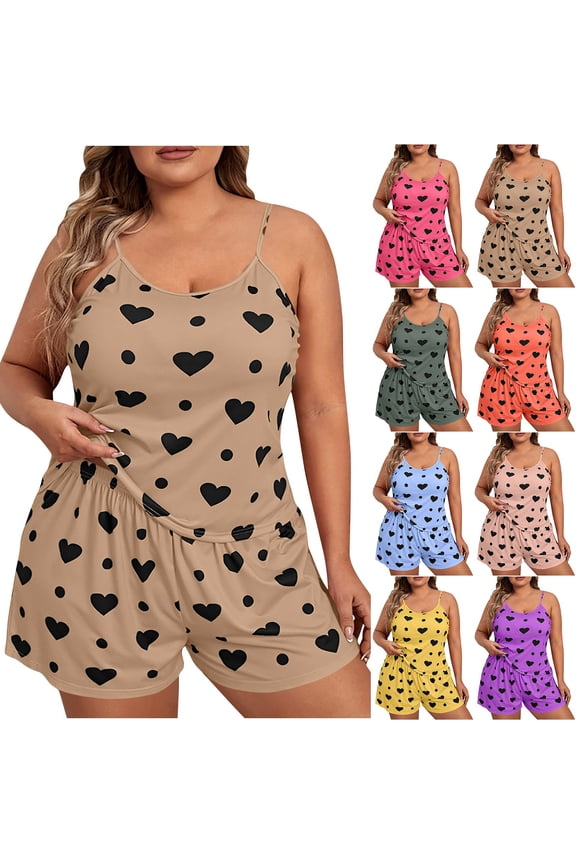 Womens Sleeveless Pajamas Pajamas Sets Summer Loose Plus Size Plus Size CrewNeck Loungewear Sleep Wear for Womens