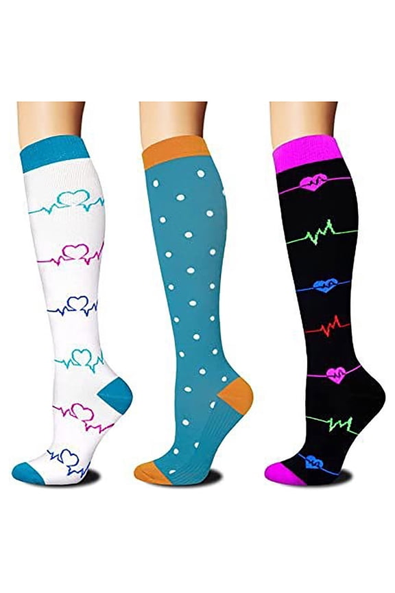 Elvqul Womens Socks Compression Comfortable Stretchy Running Knee High Sock for Women 3 Pairs
