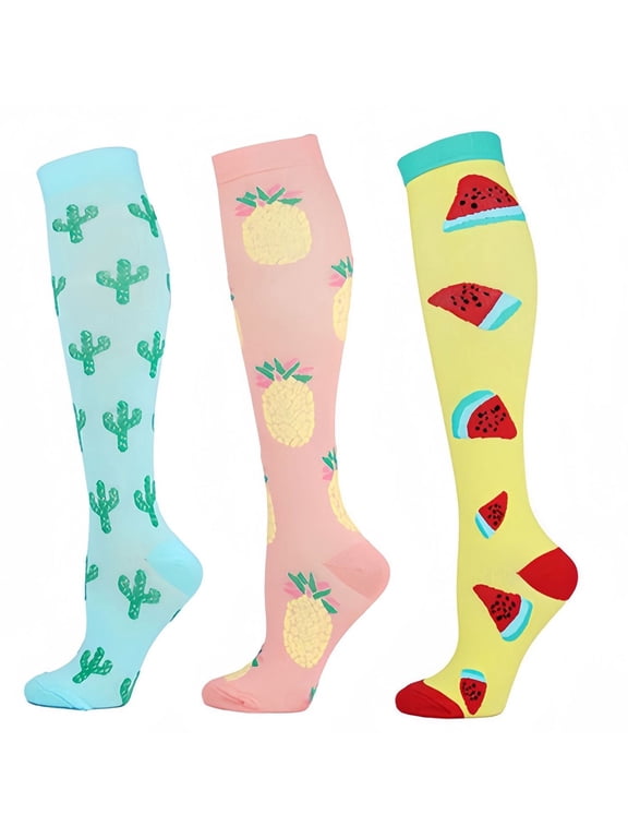 Womens Socks Compression Knee High Stretchy Comfortable Sports Sock for Women 3 Pairs