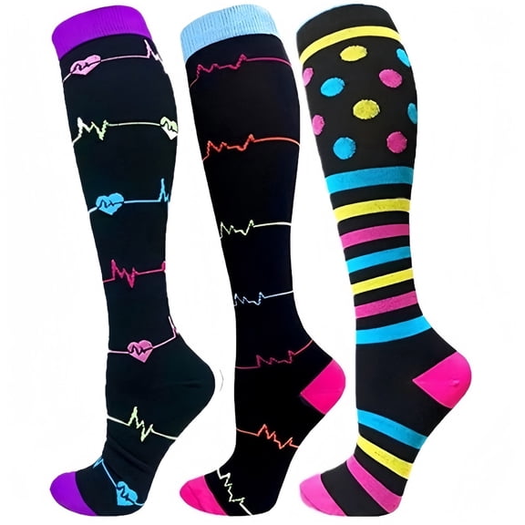 Elvqul Womens Socks Compression Soft Running Knee High Stretchy Sock for Women 3 Pairs