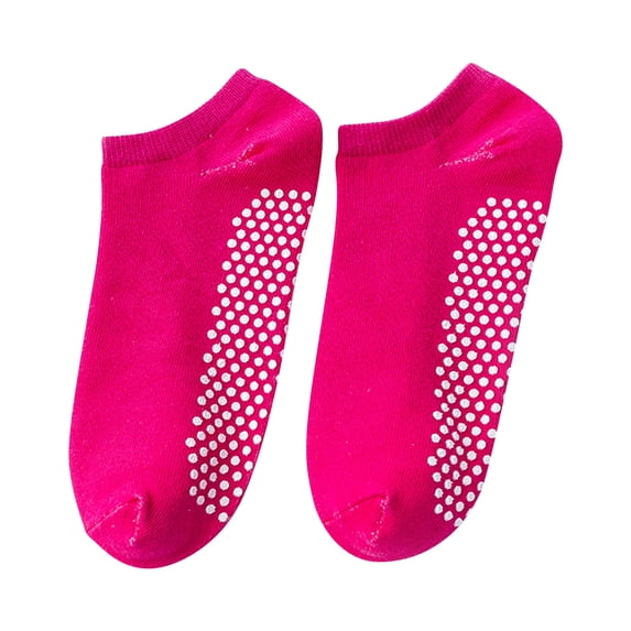 Elvqul Womens Socks Low Cut No Show Solid Non Slip Yoga Breathable Hot Pink Cotton Sock for Women