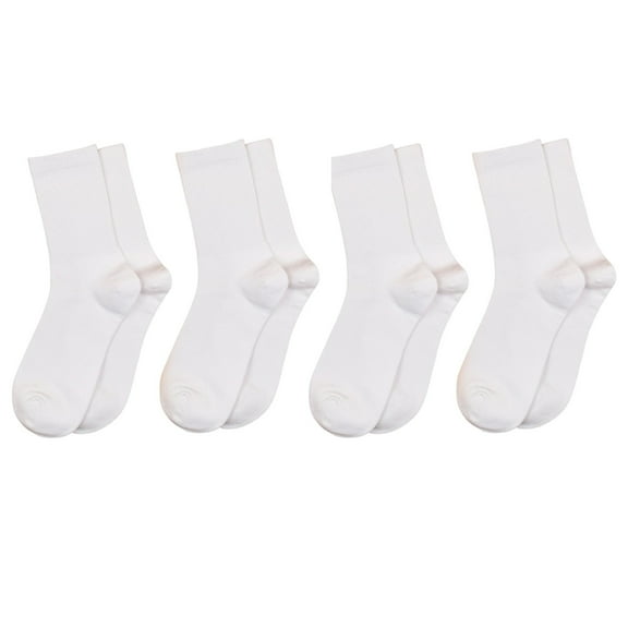 Elvqul Womens Socks White Unisex Cotton Soft Basic Calf Solid Sock for Women 4 Pairs