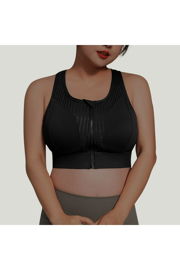 Womens Sports Bra High Support Racerback Womens Sports Bras Plus Size Workout Zipper Bra